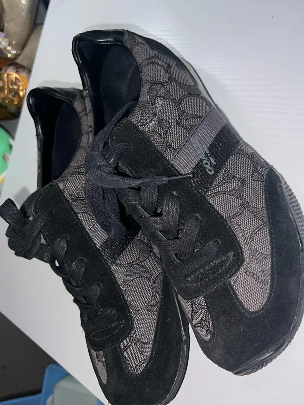 SOLD Coach Gray and Black Signature Logo Lace-aUp Sneakers Size 8